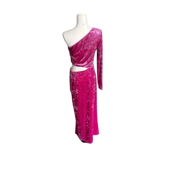 SAYLOR - Niamh Asymmetric One Shoulder Stretch Velvet Dress Sz M - Picture 7 of 10